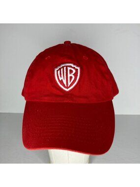 Vintage Warner Bros. Baseball Cap Hat Men's Red White WB Shield Adjustable 1999